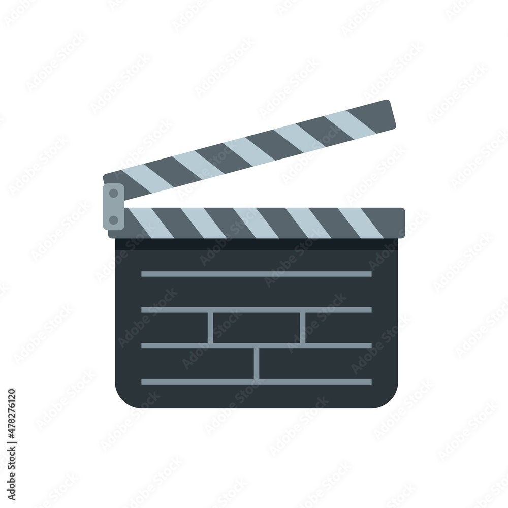 Fototapeta premium Clapper blackboard icon flat isolated vector