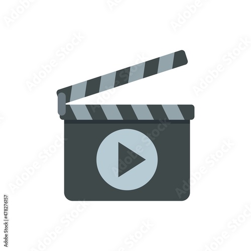 Camera clapper icon flat isolated vector