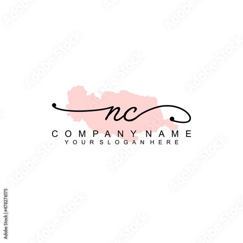 NC initial Signature logo template vector