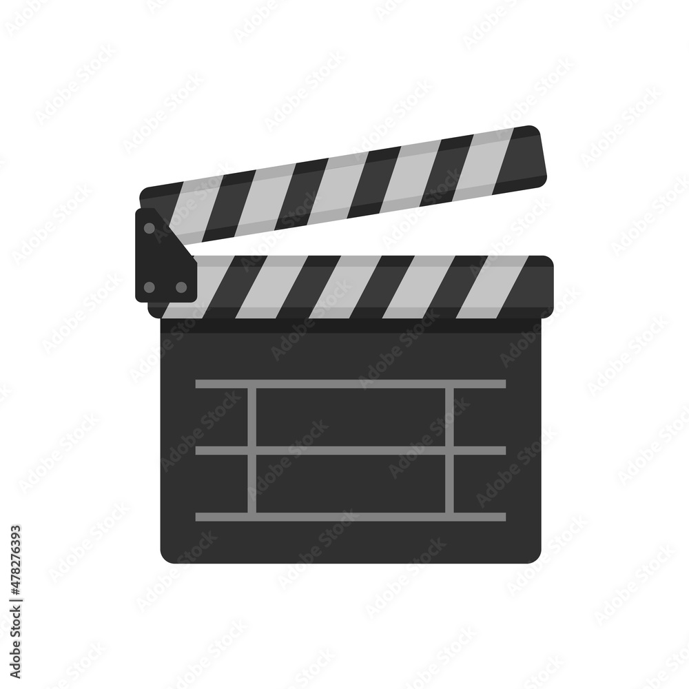 Fototapeta premium Entertainment clapper icon flat isolated vector