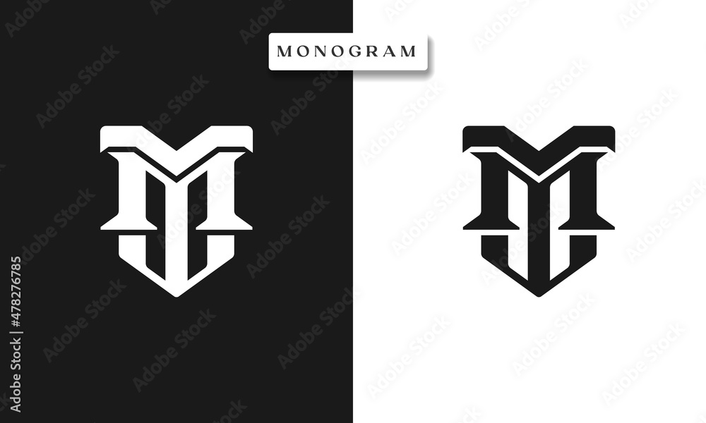Fototapeta premium MT TM M T Monogram Logo Template Vector Illustration Isolated in Black White Background