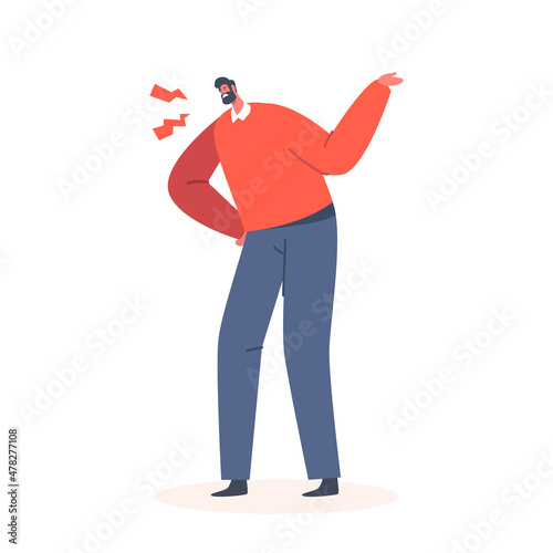 Angry Man Arguing and Conflicting. Quarrel and Fight Concept with Aggressive Male Character Shouting, Blaming