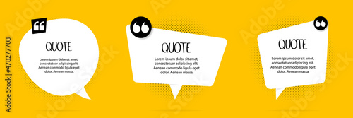 Set of templates for quotes and tooltips on a yellow background. Vector illustration.