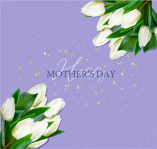 Mothers day on very peri background. Modern greeting poster. Invitation card, banner. Spring wedding invitation. Holiday greeting card design. Postcard design. Spring bouquet.fashion color of 2022.