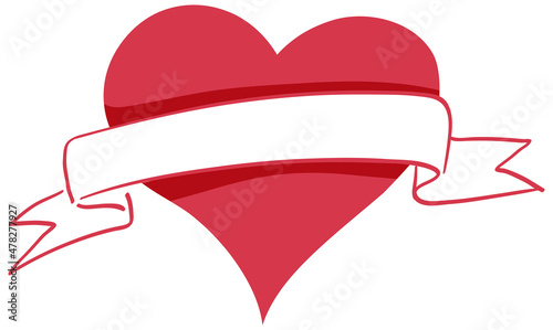 Red heart with ribbon banner