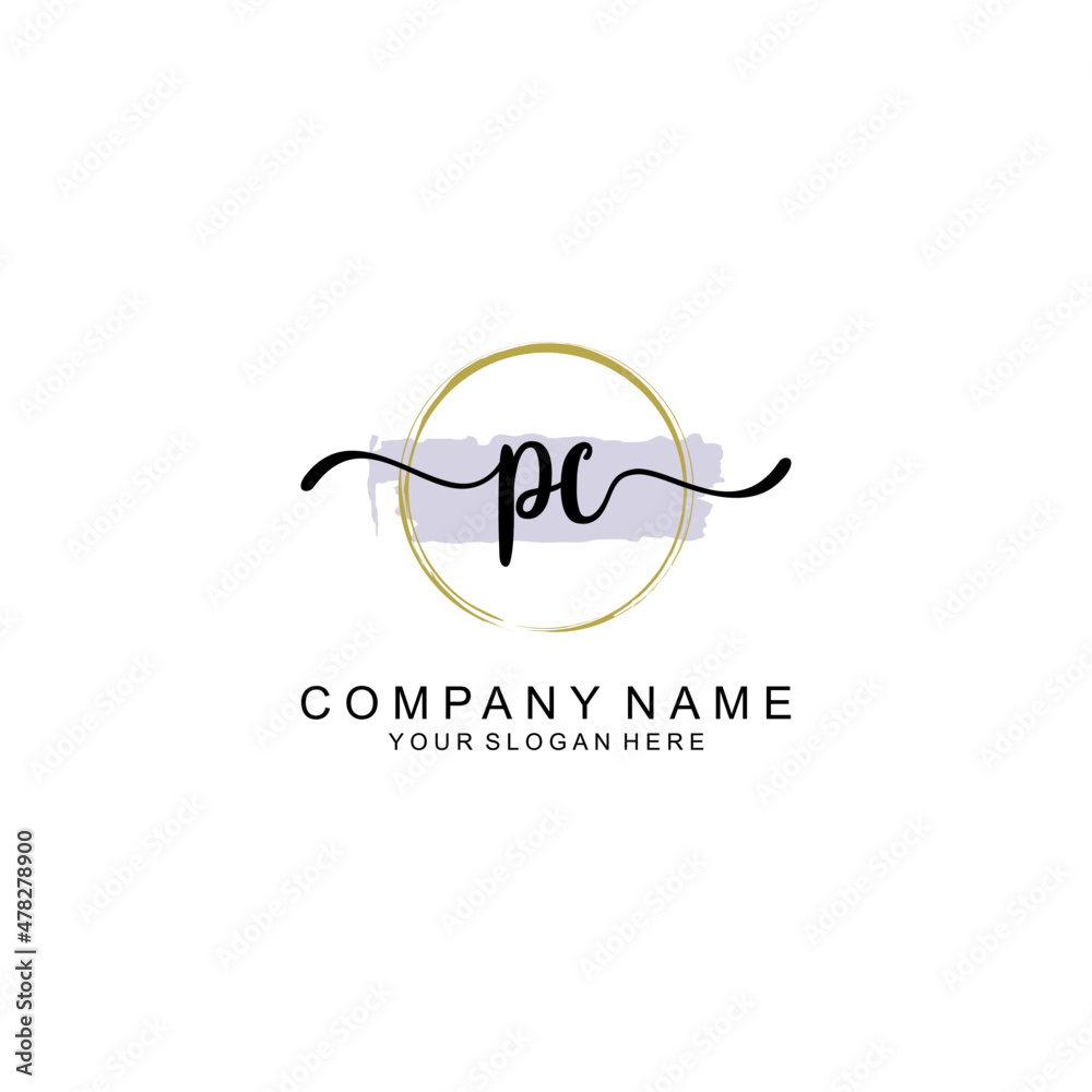 PC Initial handwriting logo with circle hand drawn template vector PC Initial handwriting logo with circle hand drawn template vector