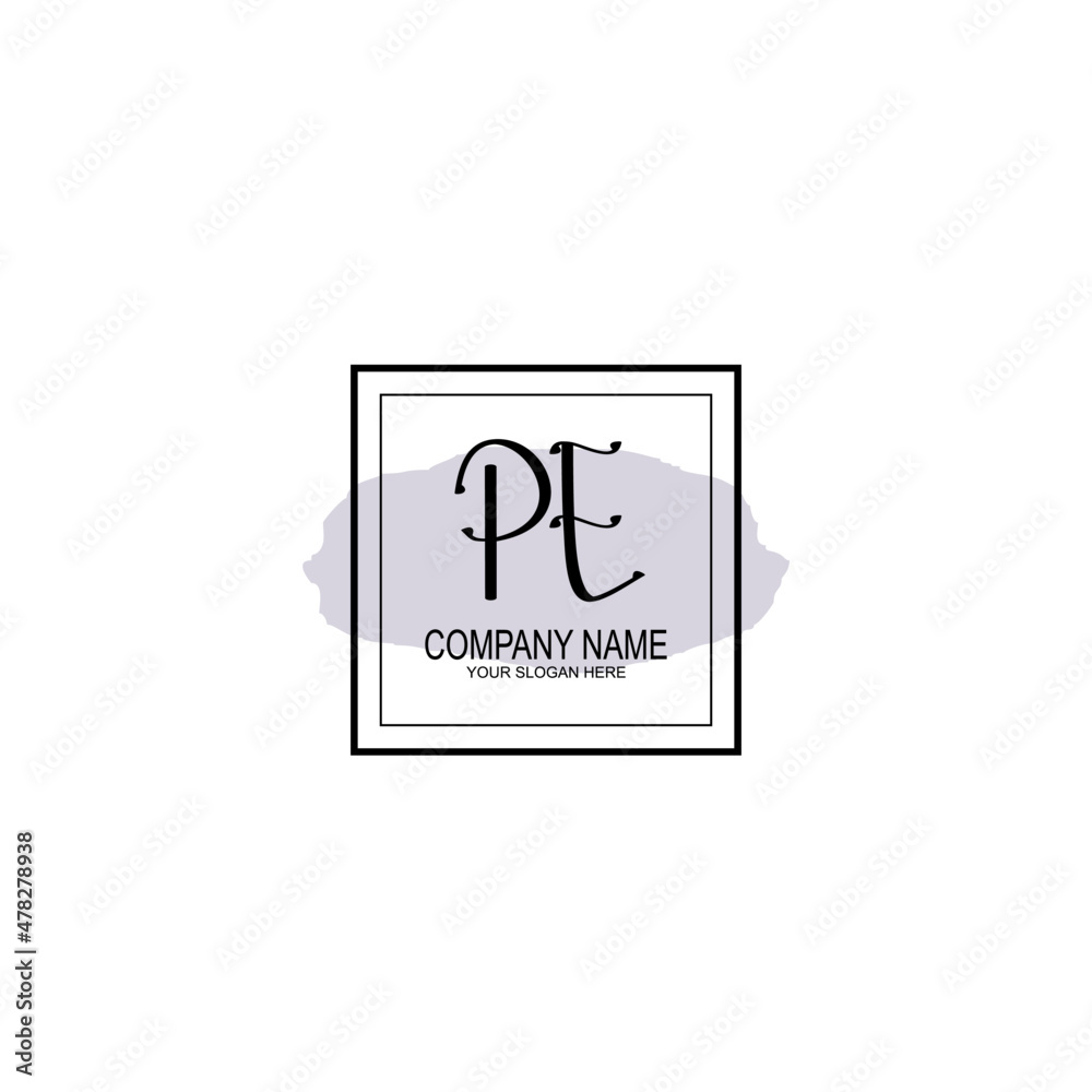 Letter PE minimalist wedding monogram vector