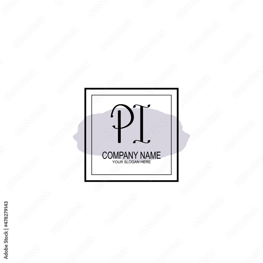 Letter PI minimalist wedding monogram vector