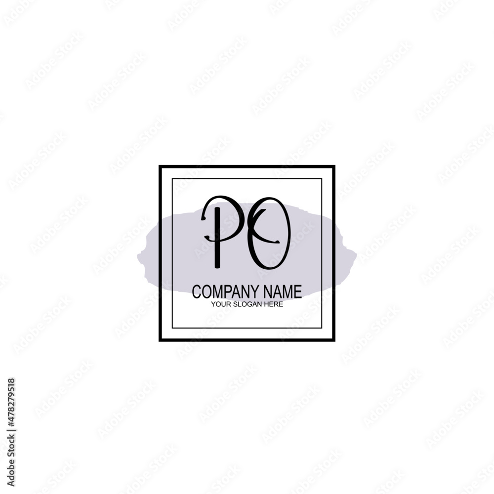 Letter PO minimalist wedding monogram vector