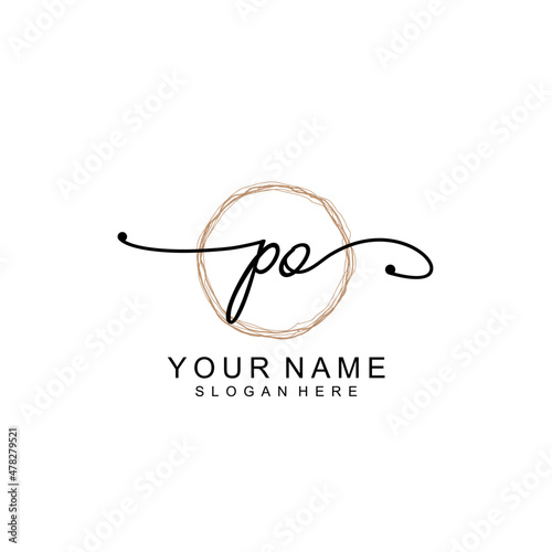 PO initial Signature logo template vector