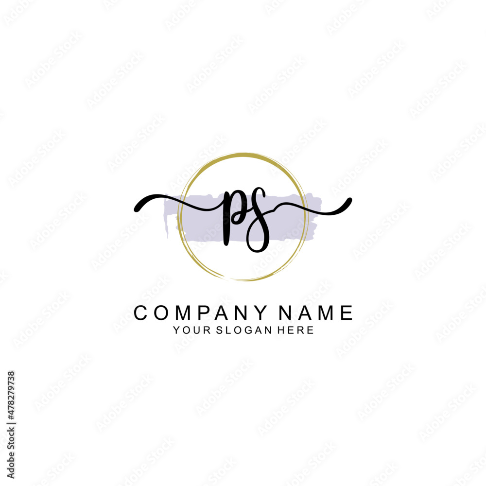 PS Initial handwriting logo with circle hand drawn template vector PS Initial handwriting logo with circle hand drawn template vector