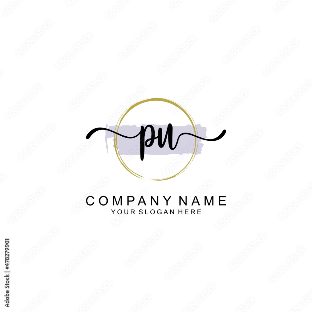 PU Initial handwriting logo with circle hand drawn template vector PU Initial handwriting logo with circle hand drawn template vector