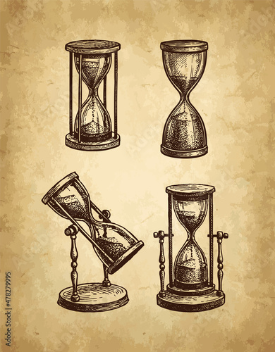 Vintage hourglasses set.