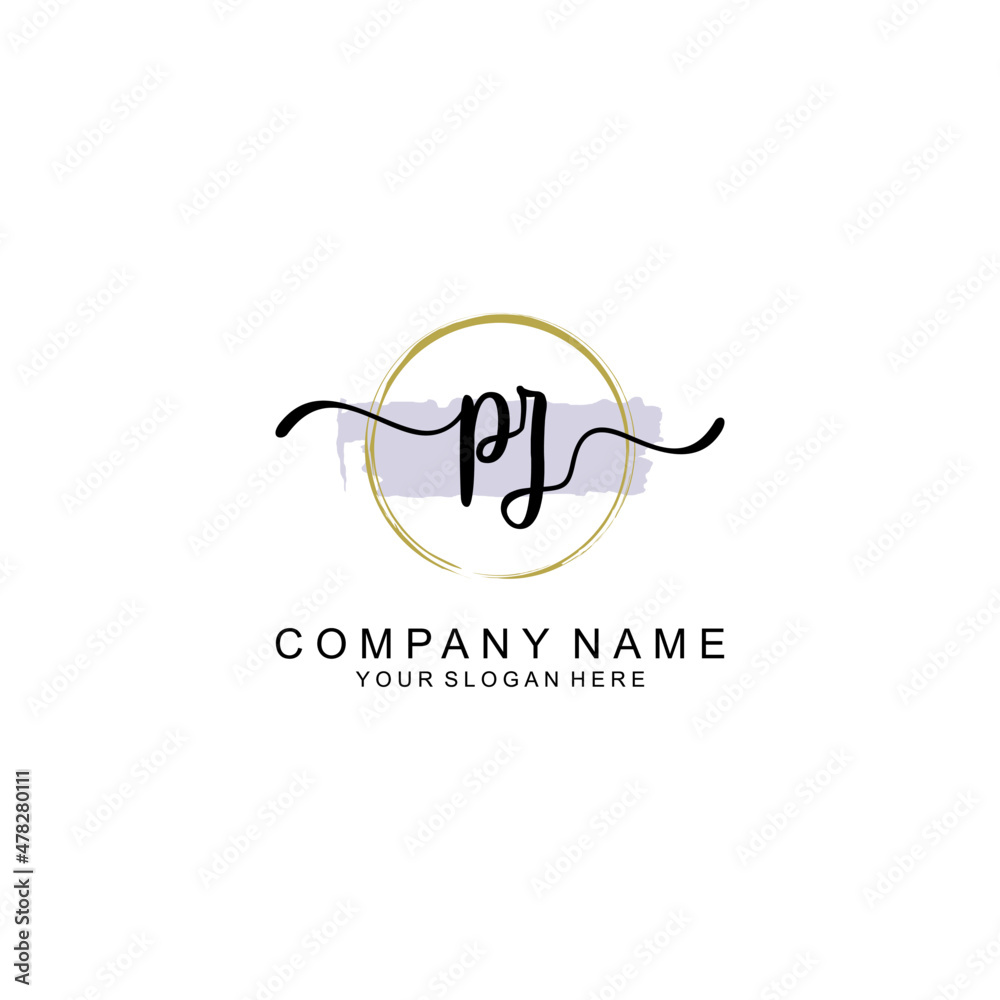 PZ Initial handwriting logo with circle hand drawn template vector