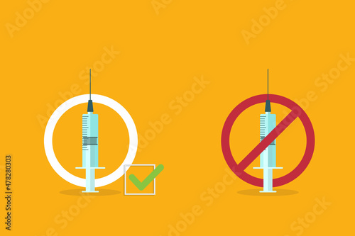 Vaccination or Anti-vaccination concept, vector illustration