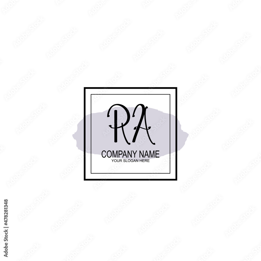 Letter RA minimalist wedding monogram vector