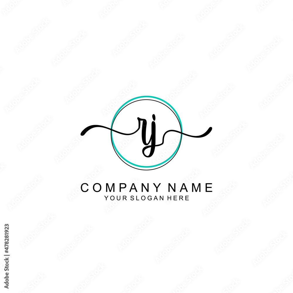 RJ Initial handwriting logo with circle hand drawn template vector RJ Initial handwriting logo with circle hand drawn template vector