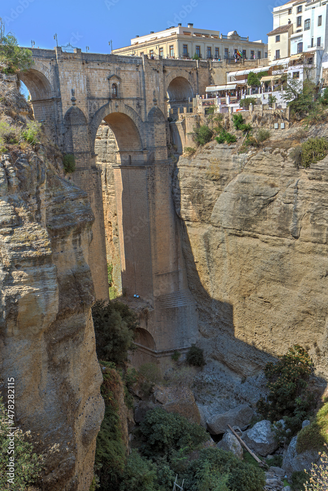 The Puento Nuevo or New Bridge overspanning the Guadalevin river between the new and the old part of Ronda