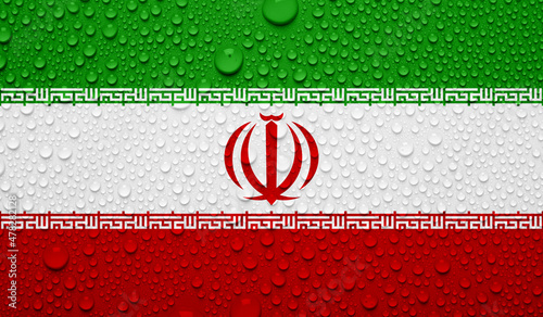 Iran flag on water texture. 3D image