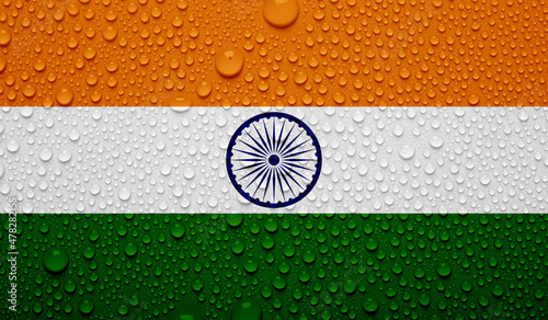 India flag on water texture. 3D image