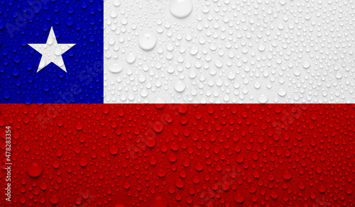 Chile flag on water texture. 3D image