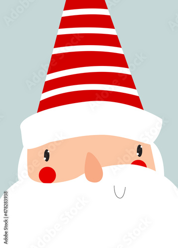 Print. New Year card with Santa Claus.
