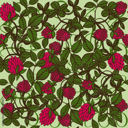 seamless pattern with clover flowers ornament national flower of Ireland