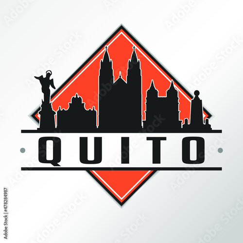 Quito, Ecuador Skyline Logo. Adventure Landscape Design Vector Illustration.