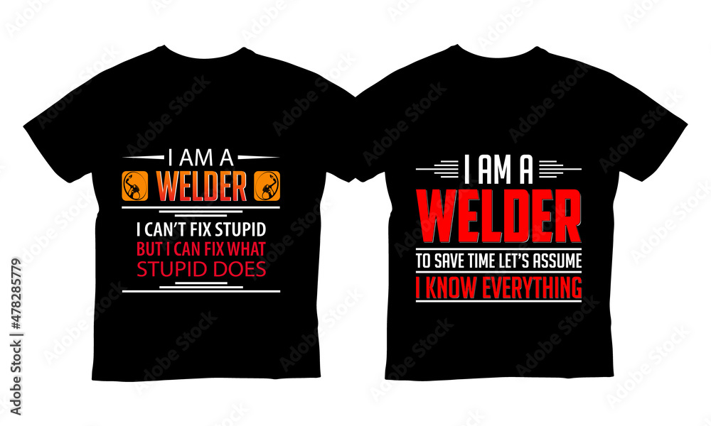 Fototapeta premium Welder T-Shirt Custom Design For Print On Demand Business