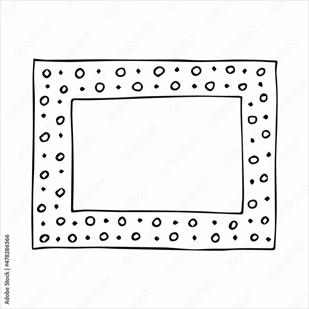 Hand drawn doodle style rectangular frame. Black and white vector illustration. Hand drawn doodle style rectangular frame. Black and white vector illustration.