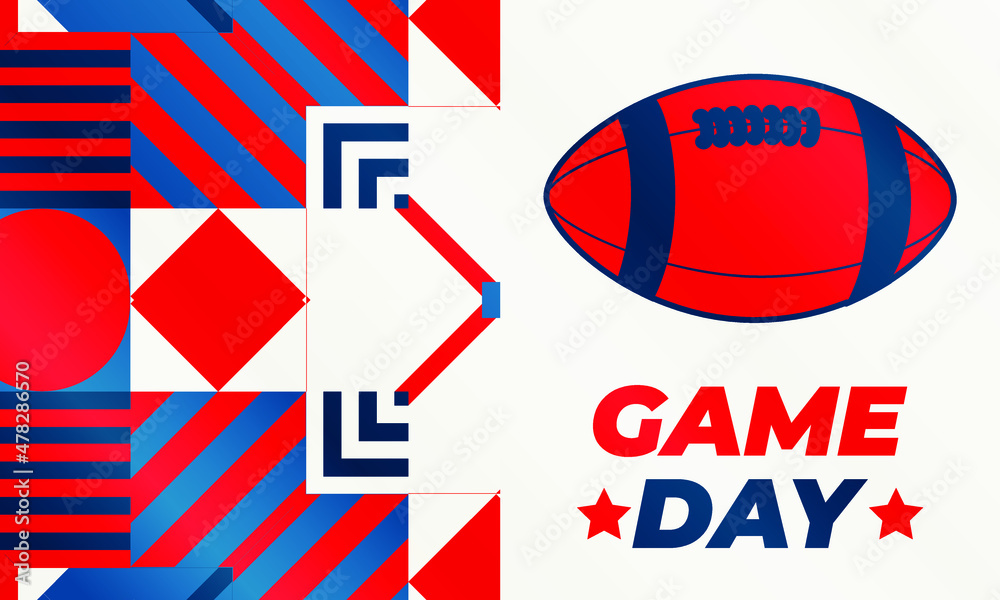 Game Day. American football playoff after the regular season in the United States. Seven teams from each of the league's two conferences qualify for the playoffs. Sport poster, banner design. Vector i Game Day. American football playoff after the regular season in the United States. Seven teams from each of the league's two conferences qualify for the playoffs. Sport poster, banner design. Vector i