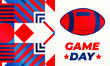 Game Day. American football playoff after the regular season in the United States. Seven teams from each of the league's two conferences qualify for the playoffs. Sport poster, banner design. Vector i