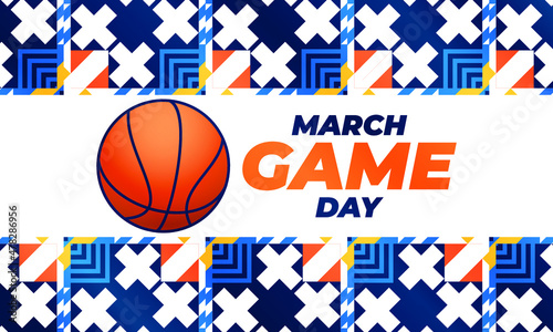 Game Day basketball tournament in March. Basketball playoff. Played each spring in the United States. Sport poster. Vector illustration EPS 10.