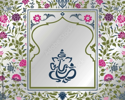 Ganesha, wedding card, royal Rajasthan, India	