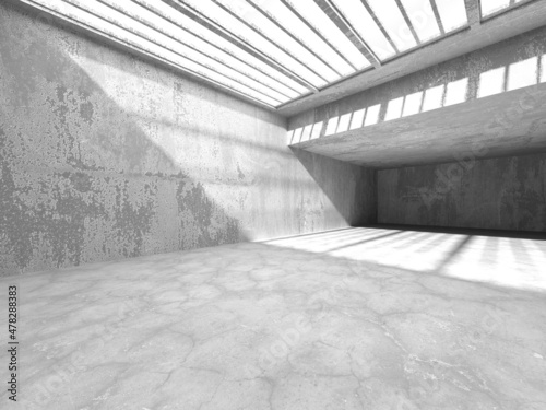 Dark Concrete Wall Architecture. Empty Room