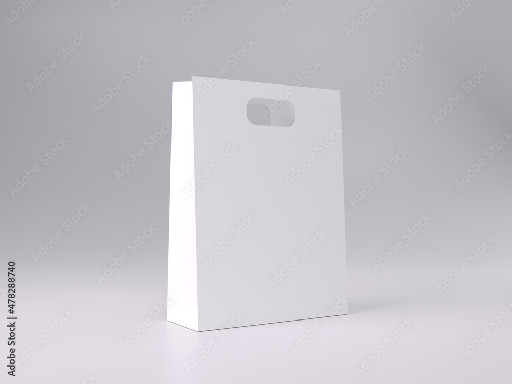 3d render white paper shopping bag for mockup template with white background front view 3d render white paper shopping bag for mockup template with white background front view