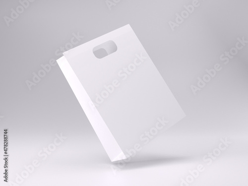 3d render white paper shopping bag for mockup template with white background isolated view