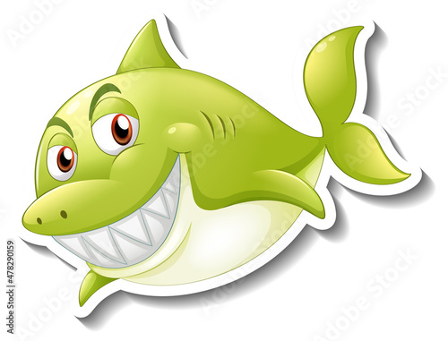 Smiling shark cartoon sticker