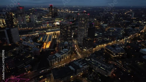 Wallpaper Mural UNEX and Stratosphere Tower Skyscraper Buildings in Downtown London, England at Night - Aerial View Torontodigital.ca