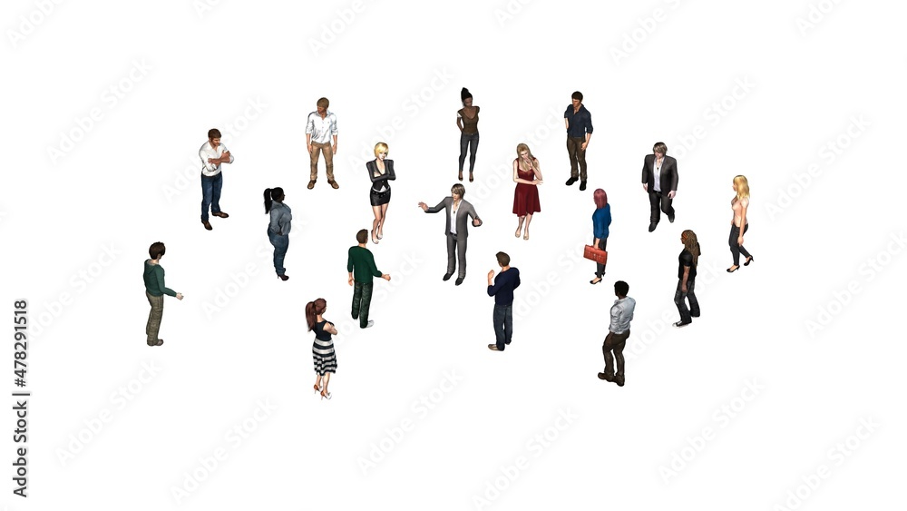 Network connected business persons - team management and community concept - 3D illustration