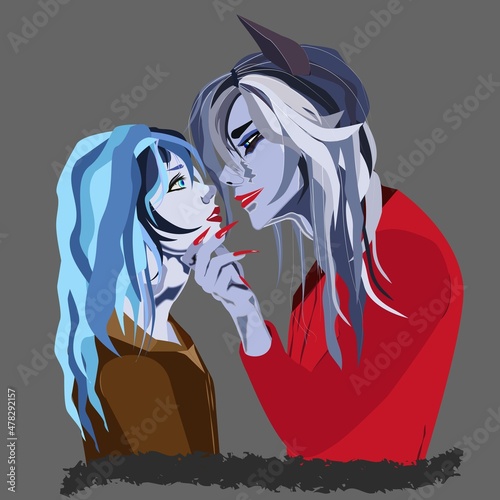 Love man and woman fabulous. A pair of lovers looking eye to eye