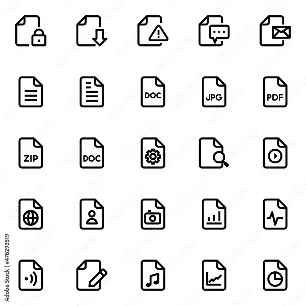 Outline icons for file and folder. Outline icons for file and folder.