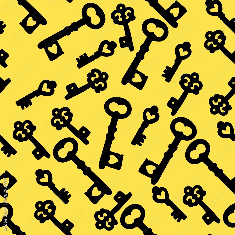 Seamless pattern with keys for fabrics and textiles and packaging and gifts and cards and linens and kids Seamless pattern with keys for fabrics and textiles and packaging and gifts and cards and linens and kids