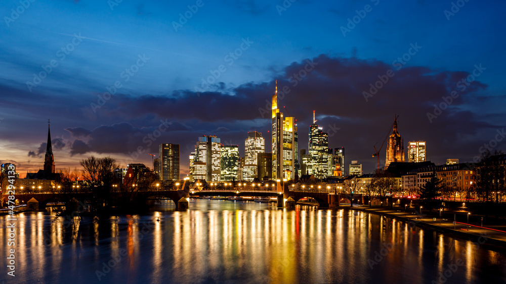 The Frankfurt Skyline at sunset 