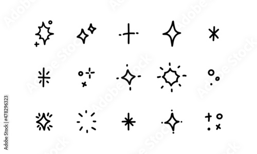 doodle star illustration. simple hand drawn drawing of the stars in cute line style. star illustrations set in vector graphic for design element decoration.