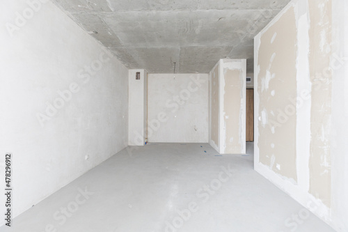 interior of the apartment without decoration in gray colors