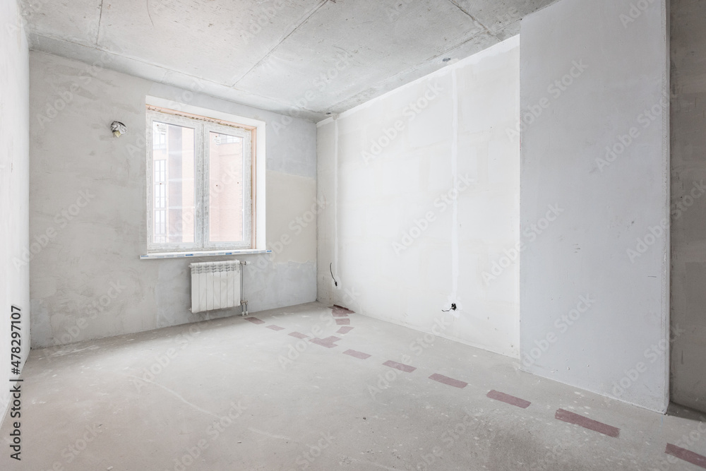 interior of the apartment without decoration in gray colors interior of the apartment without decoration in gray colors