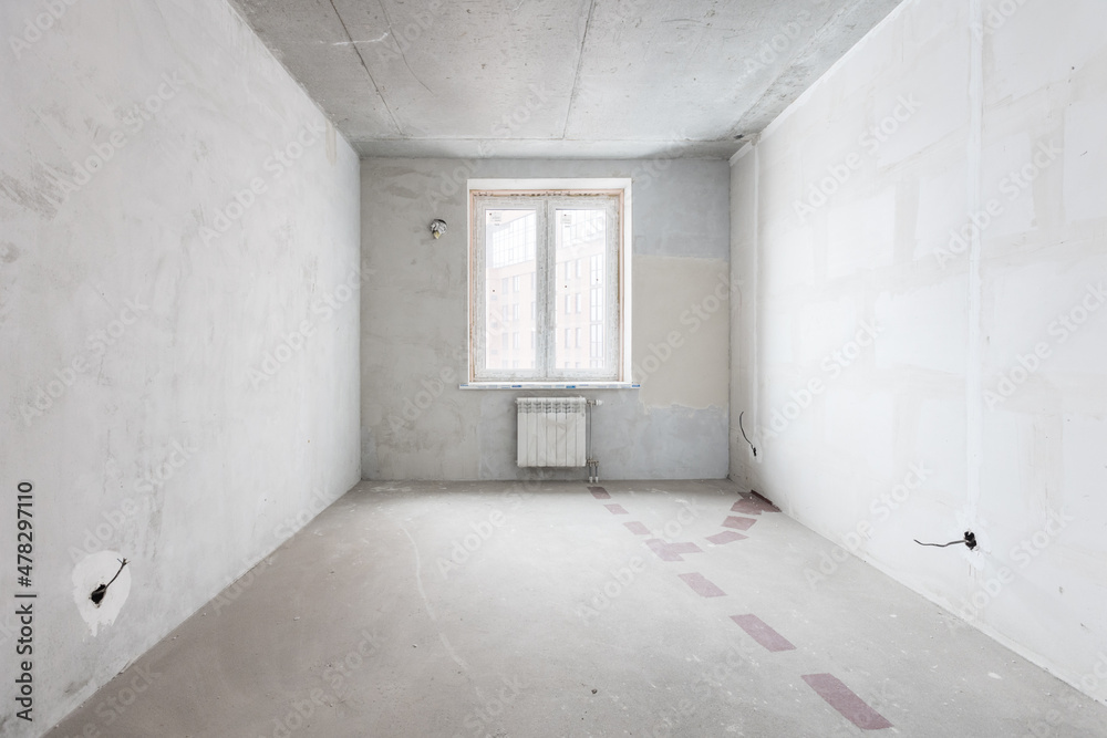 interior of the apartment without decoration in gray colors interior of the apartment without decoration in gray colors