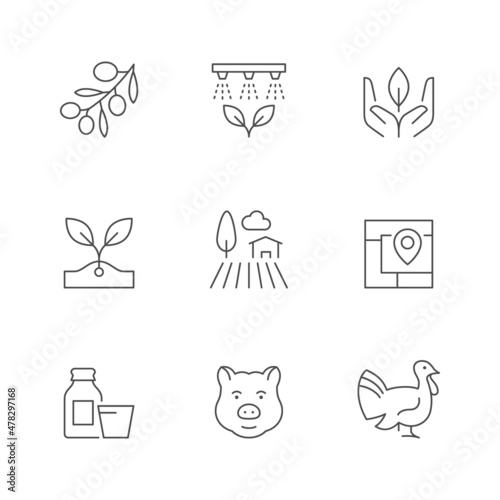 Set line icons of farming