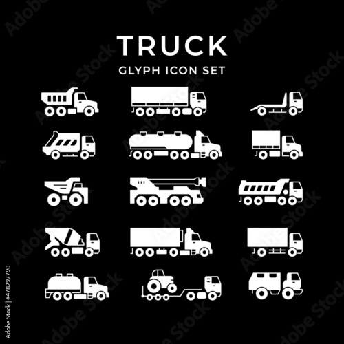 Set glyph icons of trucks